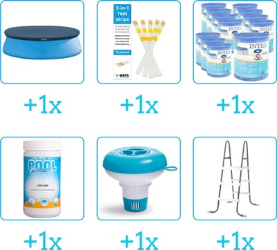 Zwembad Accessoirepakket voor Intex Easy Set Zwembad - 244x61 cm - Rond - Opblaasbaar - Met filterpomp - Intex - 28108GN - 6-delig