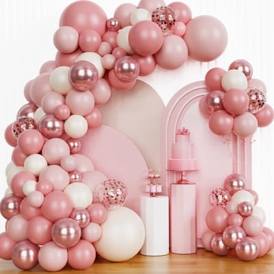 Dailygoods- Ballonnenslinger 147 Stuks - Roségouden Ballonnen - Verjaardagsdecoratie - Bruiloft - Babyshower - Feestdecoraties - Ballonnendecoratie