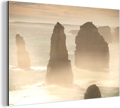 Aluminium schilderij 180x120 cm - Wanddecoratie metaal - De twaalf apostelen rotsen in Australië - Metalen muurdecoratie woonkamer - Decoratie industrieel - Foto op dibond - Industriële accessoires slaapkamer