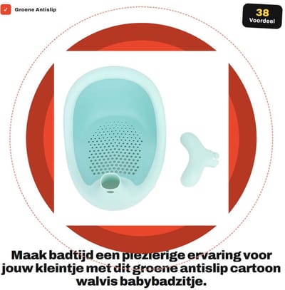 Dailygoods- Babybadzitje Antislip - Douchekruk Veilig - Zuignap - Ademend Siliconen - Multifunctioneel - Geschikt voor Pasgeborenen - Badstoel