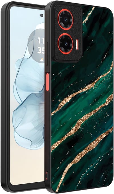 Smartphonica Telefoonhoesje Geschikt voor Motorola Moto G04 - G24 - G24 Power - E14 met marmer opdruk - TPU backcover case marble design - Groen Goud