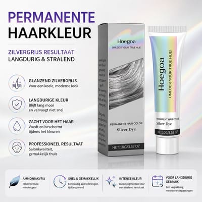 Hoegoa Pro - Zilver Grijze Haar Kleuring - Professionele Resultaten Thuis - Tegen Grijze Haren, Fashion Kleur & Highlights - Langhoudende Kleur- Ammoniakvrij, Zachte Formule - 100g
