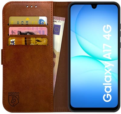 Rosso Element Geschikt voor Samsung Galaxy A17 | Wallet Book Case | Portemonnee Hoesje | 3 Pasjes | Magneetsluiting | Stand Functie | Bruin