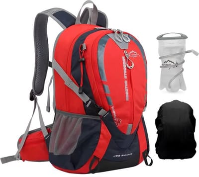 CarryQuest® - 25L Hydratatie Rugzak - Polyester Hiking Backpack met 2L Waterzak en Regenhoes - Rugventilatie - Ergonomisch - Front- & Toploader - 45x30x19 cm - Rood