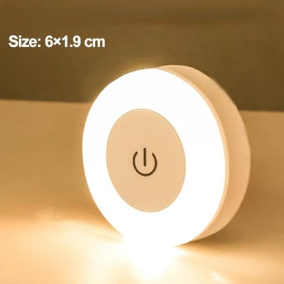 Mini LED-aanraaksensor Nachtverlichting USB oplaadbaar Keuken Slaapkamer Wandlamp met magnetische voet Ronde draagbare nachtlamp