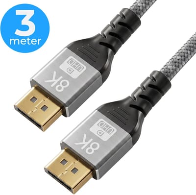 Nuvance - Displayport Kabel - 3 Meter Display Kabel - tot 32.4GBps - 8K Ultra HD - voor TV, Computer, Monitor, Projector & Beamer - Display Port