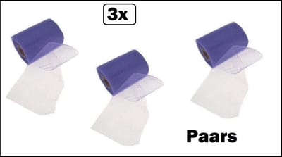 3x Decoratie gaas op rol paars 15cm-32meter - Themafeest party decoratie festival