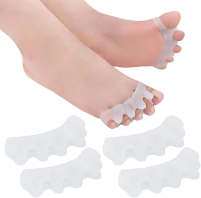 Hallux Valgus Set - Teencorrectie Teenspreider - Voetverzorging - 5 Gaten Kettingontwerp - 4 Delige Set - Wit