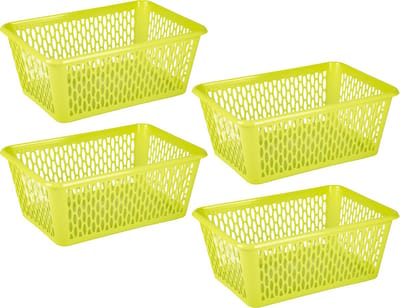 Plasticforte opbergmand/kastmandje - 4x - 13 liter - groen - kunststof - 26 x 37 x 14 cm