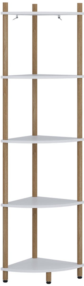 Vicco Bivio Hoekrek – 29 x 133 cm met 5 opbergvakken Wit/dennenhout