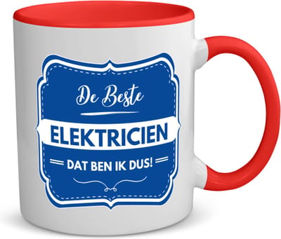 Akyol - de beste elektricien koffiemok - theemok - rood - Elektricien - een elektricien - werk - afscheidscadeau - verjaardagscadeau - 350 ML inhoud