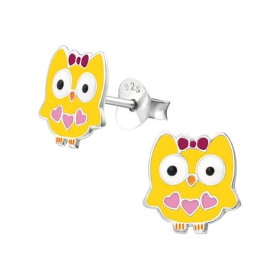 Aramat Jewels | Oorbellen | Zilveren Uiltjes Oorbellen - Vrolijk Cadeautje voor Meisjes | | | |10mm | Zilver | Kinderen | Verkleurd niet