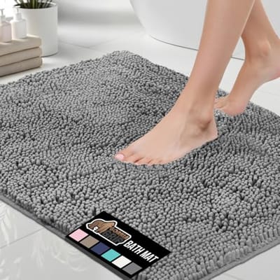 Dikke Zachte Chenille Badtapijt Mat 30 x 20 cm - Sneldrogende Microvezel met Rubberen Backing - Wasbare Douche Vloer Tapijt
