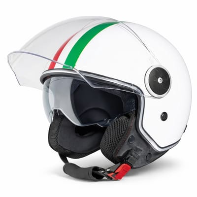 VINZ Neiva Jethelm met Zonnevizier - Italiaans - Scooterhelm & Motorhelm Retro - Voor Heren & Dames - Wit - S