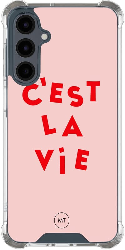 Hoesje (shockproof) geschikt voor Samsung Galaxy A16 - C'est la vie - Extra sterke case - TPU/polycarbonaat - Tekst - Roze, Transparant