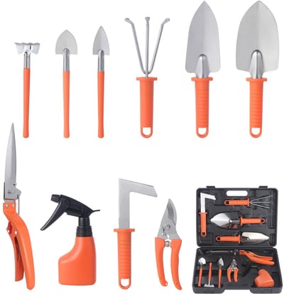 Unyqoos ® Tuingereedschapset met 10 Essentiële Gereedschappen voor Bloementeelt en Plantenverzorging met Handige Opbergdoos