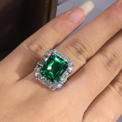 Bagues Huitan en zircone cubique verte pour femmes, grandes, pour mariage, fiançailles, magnifiques accessoires pour les doigts, cadeau d'anniversaire, bijoux tendance 7 brown