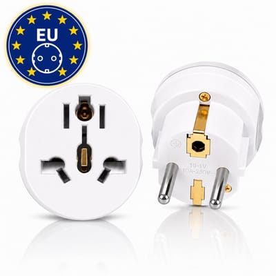 DEGG® - 2x Universele Wereldstekker / Reisstekker naar EU Adapter – 16A – 250V – Reisset – Omvormer voor UK/US/AU/CN Stekkers naar Europese Wandcontactdoos – Wit