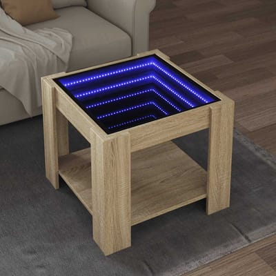 vidaXL - Salontafel - met - LED - 53x53x45 - cm - bewerkt - hout - sonoma - eikenkleurig