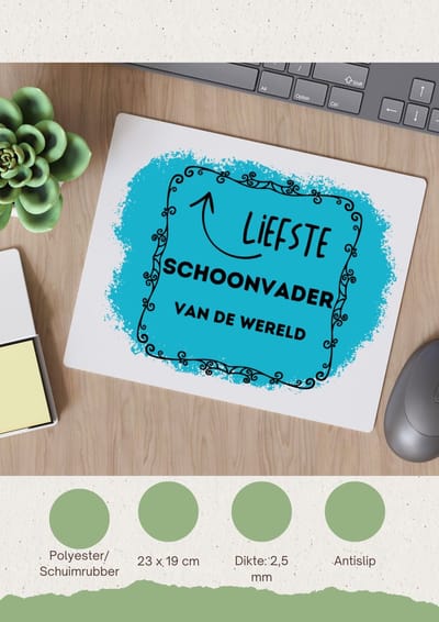 Akyol - liefste schoonvader van de wereld Muismat - Vader - de liefste schoonvader - vader cadeautjes - vaderdag - verjaardag - geschenk - kado - 23 bij 19 cm
