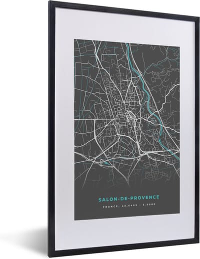 Fotolijst incl. Poster - Salon-de-Provence - Stadskaart - Kaart - Plattegrond - Frankrijk - 40x60 cm - Posterlijst