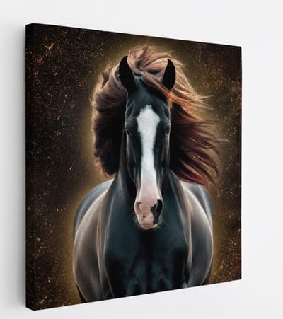 Saammp Canvas Schilderij - Paard - portret - Dieren - Natuur - 20x20 - Foto op canvas - Wanddecoratie - muurdecoratie Woonkamer - Slaapkamer decoratie - Canvas Print