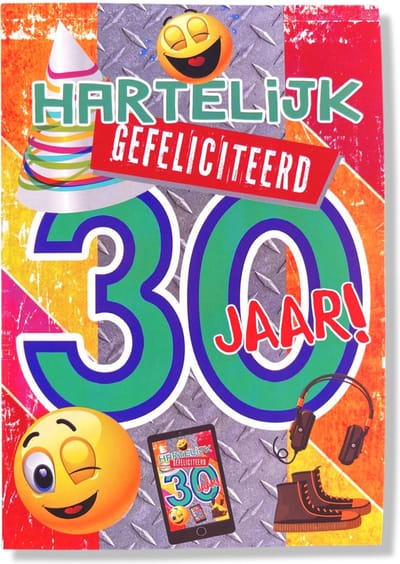 Hoera 30 Jaar! Luxe verjaardagskaart - 12x17cm - Gevouwen Wenskaart inclusief envelop - Leeftijdkaart
