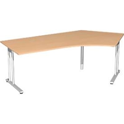 Hoekbureautafel 135° PALENQUE, C-poot, hoek rechts, B 2165 x D 800/1130 x H 720 mm, beuken