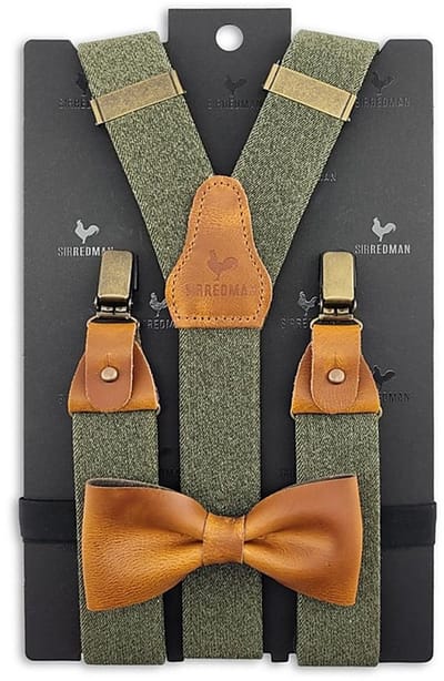 Sir Redman - Bretels met strik - bretels combi pack Urban Skin green - groen / bruin