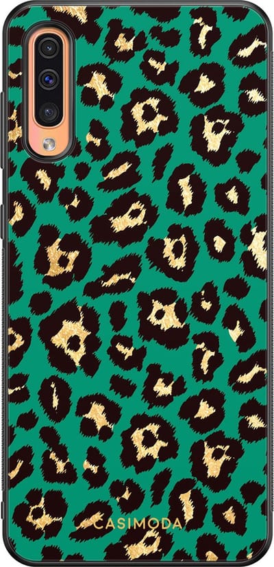 Casimoda® hoesje - Geschikt voor Samsung Galaxy A50 - Luipaard Groen - Zwart TPU Backcover - Luipaardprint - Groen