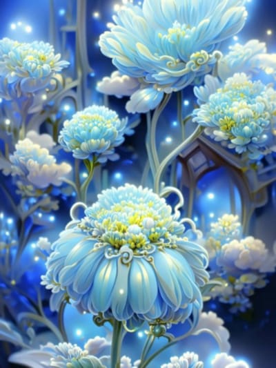 Diamond painting Fantasie bloemen huis 30x40cm vierkante steentjes
