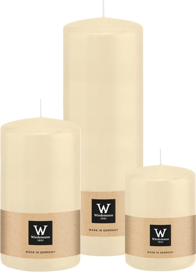 Wiedemann Cilinderkaarsen/stompkaarsen - set van 3 - creme wit - 6x8/7x13/7x20 cm