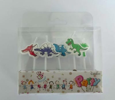 ProductGoods - 5 Verjaardagskaarsjes Dino's 2| Dinosaurus | Verjaardag | Traktatie | Taart Decoratie | Kinderen | Vuurwerk taartversiering