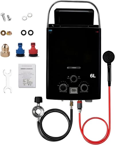 Tankloze Boiler - Direct Warm Water - Outdoor Verwarming - Digitaal Display - 6L Capaciteit - Zwart
