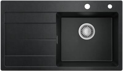 Cecipa Max Spoelbak Keuken Zwart - 78×45 cm - 80% Kwarts+20% Hars - Opbouwmontage - Incl. Sifon en Afvoerzeefje - met Paneel Ontwerp