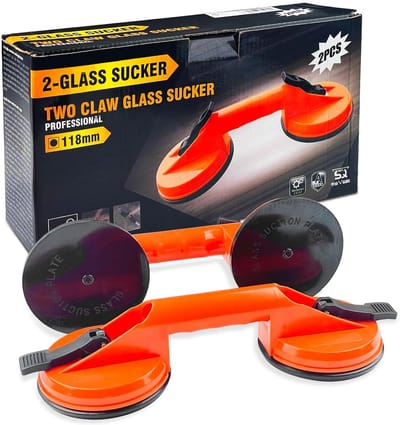 Zuignappen voor glas en tegels met antislip handgreep – 2 stuks, 100 kg draagvermogen