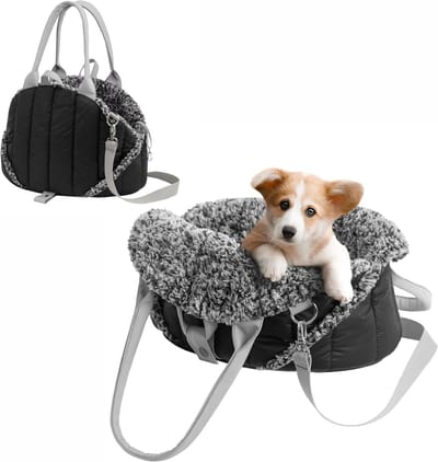 Dog Carrier Bag, Extendable Shoulder Strap, Pet Carrier Bag, Transport Bag, Cat Bag, Travel Bag, Camping, Bag, Black, 38 x 24 x 28 cm