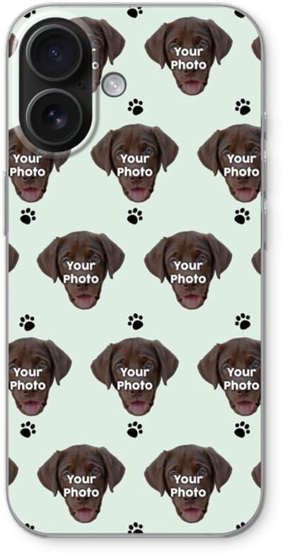 Gepersonaliseerd - Case Company® - Hoesje geschikt voor iPhone 16 hoesje - Gepersonaliseerd gezicht - Kat of Hond - Soft Cover Telefoonhoesje - Bescherming aan alle Kanten en Schermrand