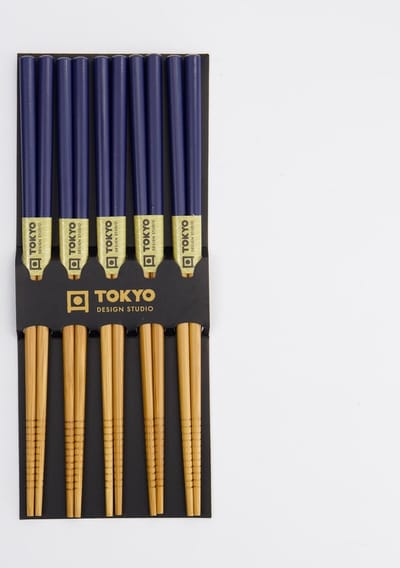 Tokyo Design Studio - Eetstokjes met Blauwe bovenkant – Set van 5 paar