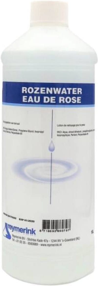 Reymerink - Rozenwater Fles 1000ml | Desinfectie voor PMU, Tattoo, Beauty, Styliste, Kapper Studio & Laser Salon Huisarts Tandarts Praktijk | Laserkliniek | Desinfectiemiddel | Desinfectiespray | Pure Alcohol | Tatoeage Praktijk Schoonmaak