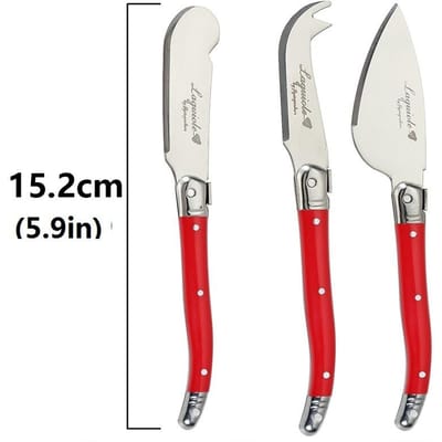 3 stuks Laguiole Kaasmes set Botersmeerders Kaasmessen Schraper Snijder Rood Regenboog Bestek Barbenodigdheden 5.9'' 15.9cm