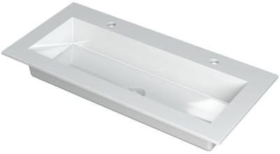 INK Kraft Wastafel Enkele Bak 2 Kraangaten - 1000x450x10 mm - Glans Wit