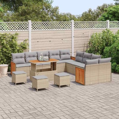 vidaXL - Tuinbank - Set - 18 - st - 11-Aantal - zitplaatsen - Beige - en - Lichtgrijs