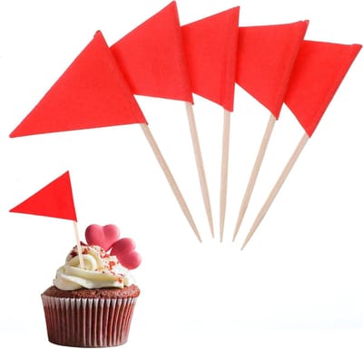 Cupcake toppers 100 stuks - rode vlaggen - mini vlaggen - perfect voor golffeesten - ShopVlot