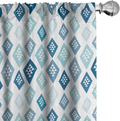 ABAKUHAUS Abstrakt Gordijnen – Diamantvormige Driehoeken – 2x75x245 cm – SeaBlue