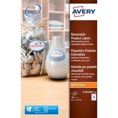 Huismerk Avery L7101REV Etiketten Verwijderbaar 63.5x42.3mm Wit