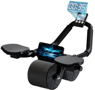 Rebound Buikspierwiel met timer elleboogsteun dubbel breed wielontwerp trainingsapparaat voor core kracht stil buikspierwiel fitnessapparatuur voor thuis geschikt voor beginners mannen en vrouwen