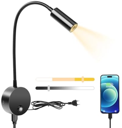 Flexibele Wandlamp voor Lezen met Schakelaar - Dimbare LED Leeskamp voor Slaapkamer