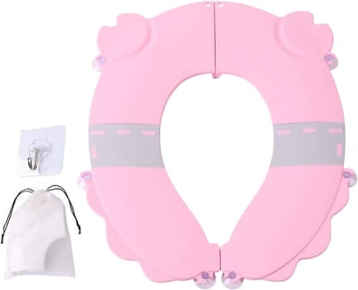 Toiletbril voor peuters - Opvouwbare toiletstoel - Zindelijkheidstraining - Spatvrije hygiëne - 20 x 16 cm - Roze