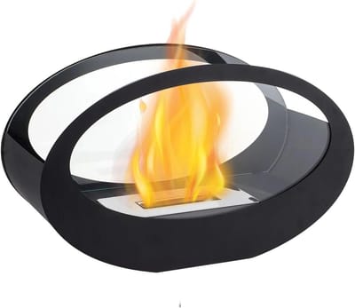 Tafelmodel Vuurkorf - Desktop Haard - Sfeer Creëren - Winddichte Glasbehuizing - 23 x 23 x 23 cm - Zwart